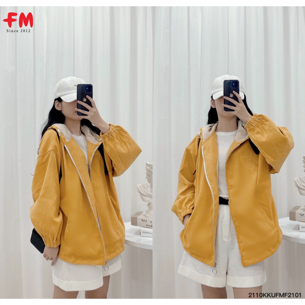 Áo khoác kaki nữ FM Style đẹp form rộng oversize chống nắng 2 lớp phong cách Ulzzang 211021511