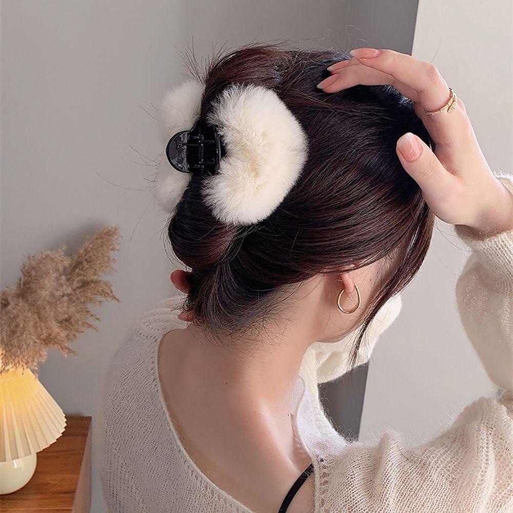 NICKOLAS Kẹp Tóc Đuôi Ngựa Hình Trái Tim Bằng Lông Nhung Dễ Thương Xinh Xắn