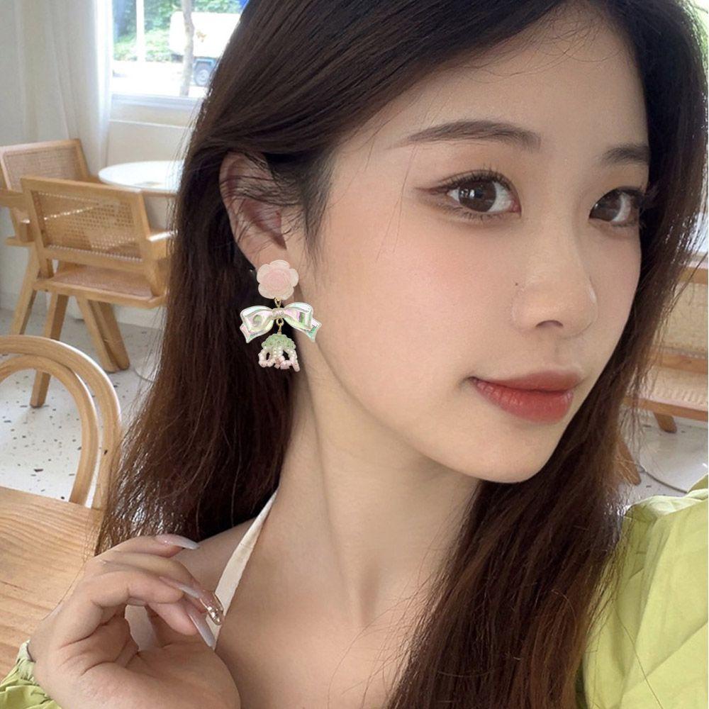 QQMALL Bông Tai Hình Nơ Phong Cách Hàn Quốc Thời Trang Xuân Hè Xinh Xắn Cho Nữ