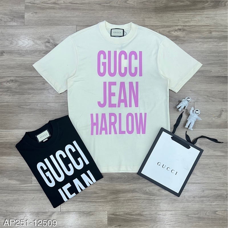 Áo Phông Cổ Tròn In G.C  Jean Harlow 2 Màu Trắng Đen