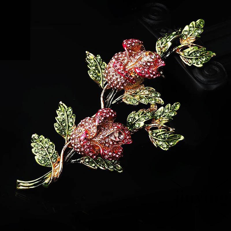 GETNOIVAS Ghim cài áo hình hoa hồng đính đá xinh xắn dành cho nữ