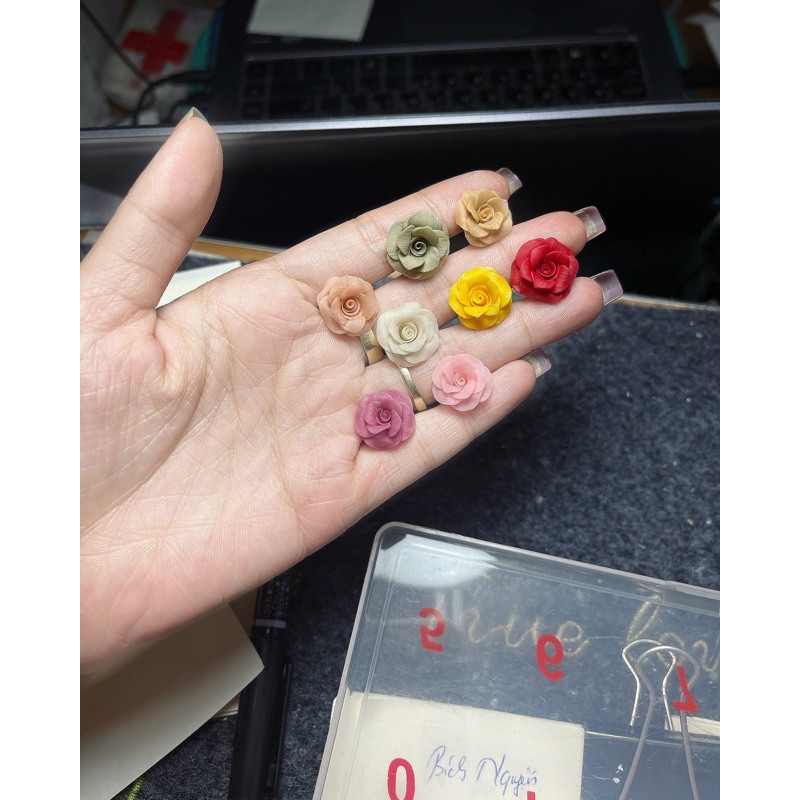 Hoa bột nail gắn móng tay | Hoa hồng đai ( set 2 bông/ 10 bông)