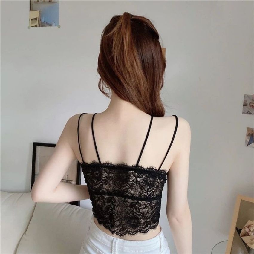 Áo bra nữ ren 2 dây Cao Cấp, Áo ngực kèm đệm mút mỏng nâng ngực quyến rũ, bất kể đen huyền bí hay trắng tinh khôi B7252