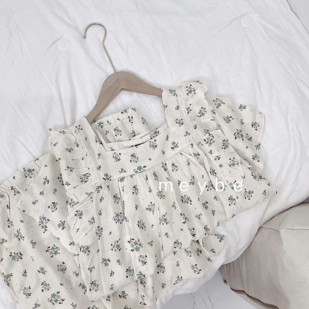 Bộ bầu sau sinh hoa nhí Đũi Lạnh cộc tay mùa hè .Bộ bầu đùi quần có chun chỉnh tiện lợi có khóa mở ngực cho bé ti .