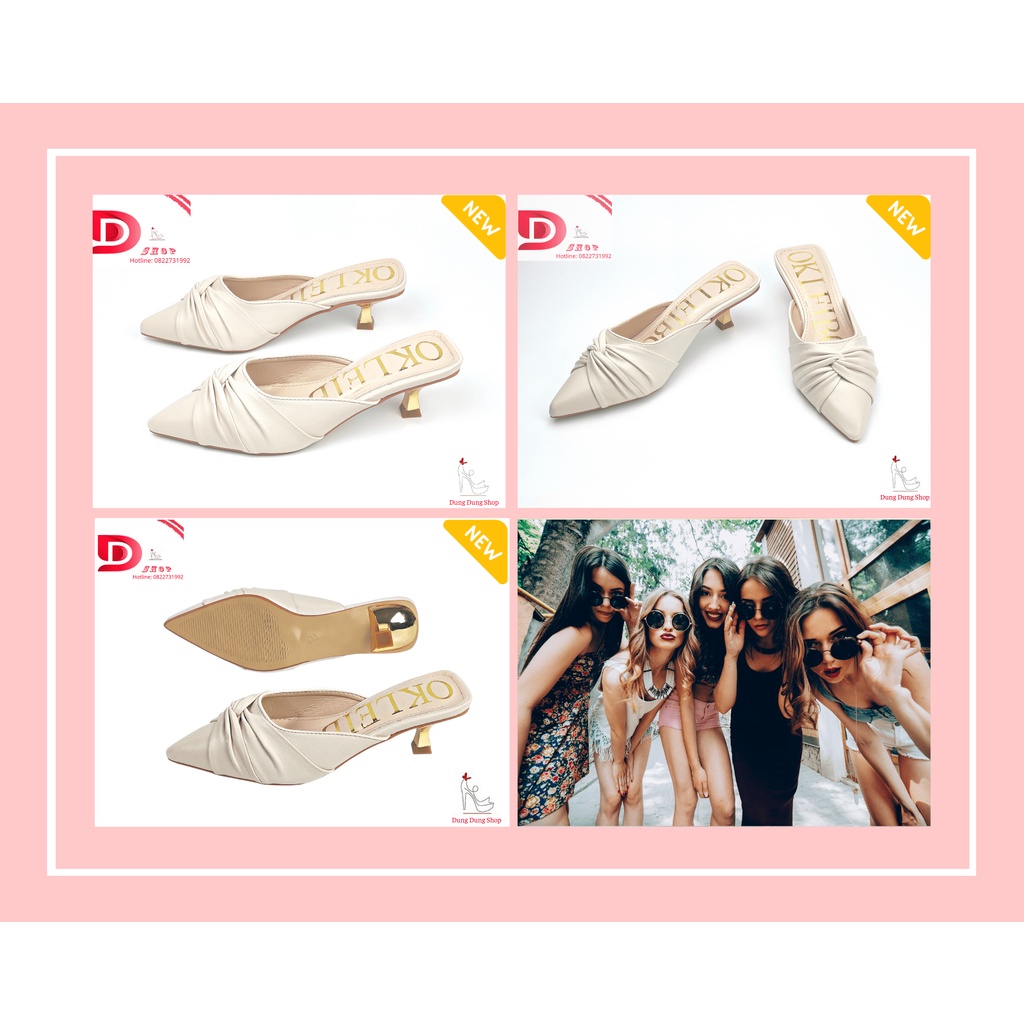 Sục nữ mũi nhọn mix xoắn DD1 đế cao ôm chân kiểu mới hot trend dễ đi nhẹ nhàng đơn giản màu đen/trắng/nude đẹp bền