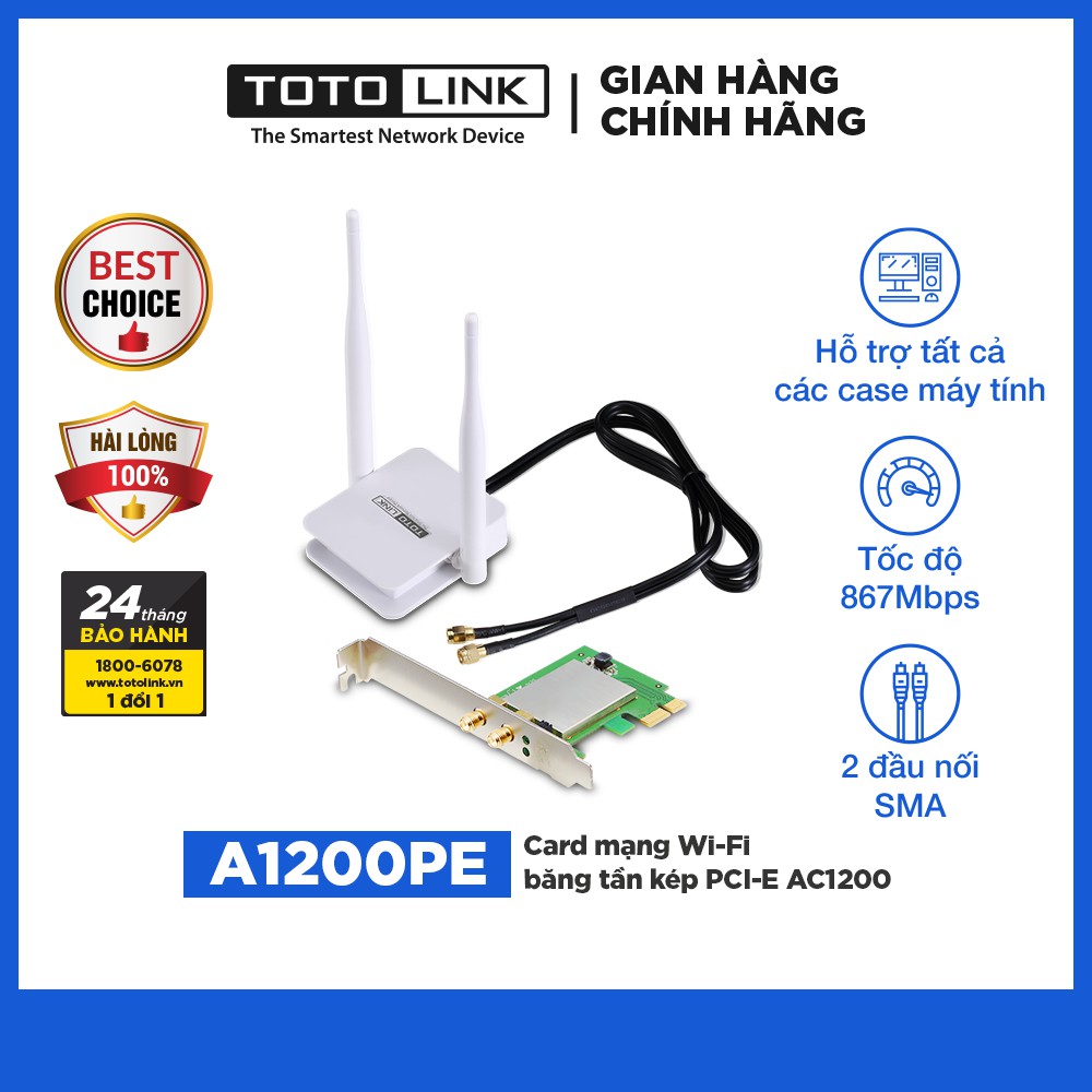 Card mạng Wi-Fi PCI-e băng tần kép-A1200PE-TOTOLINK