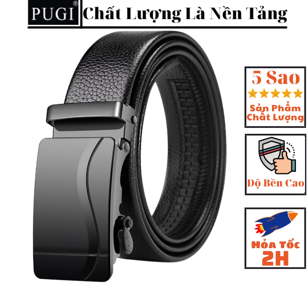 Thắt lưng nam da chống nước,dây nịt nam khóa chống gỉ độ bền cao thời trang PUGI - R28