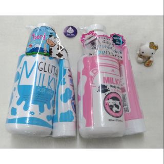 Sữa tắm tặng sữa rửa mặt Gluta Milky