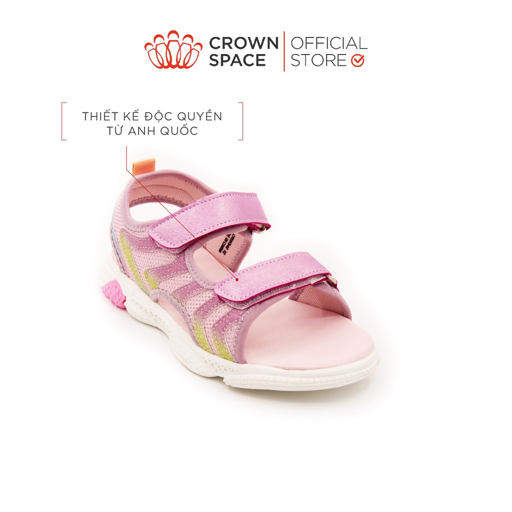 Dép Quai Hậu Sandal Bé Gái Crown Space Cao Cấp CRUK546 Nhẹ Êm, Chống Hôi Chân Size 26 đến 35