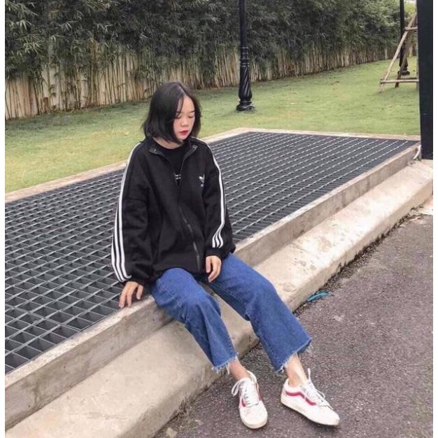 [RẺ VÔ ĐỊCH] Áo Khoác Nỉ Nữ 3 Sọc Tay