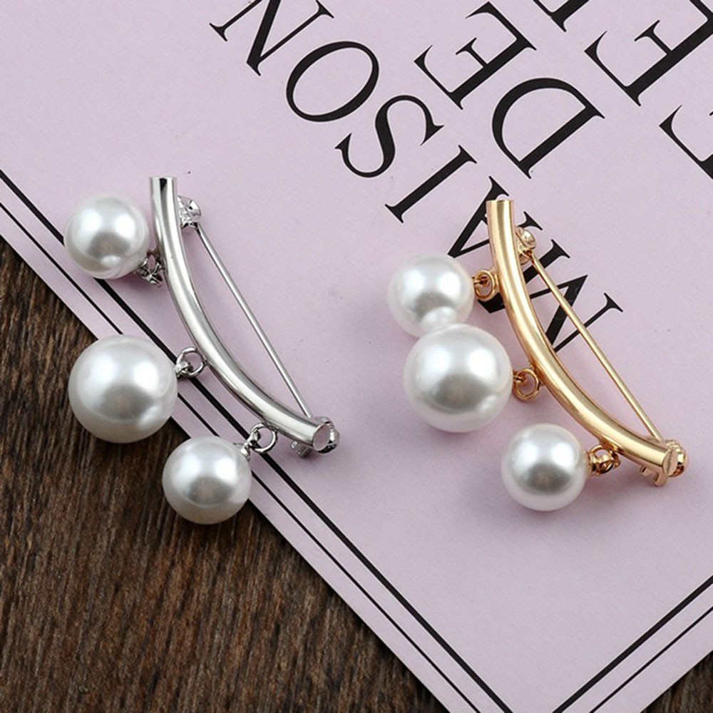 Ghim cài áo đính ngọc trai giả chống trượt thời trang