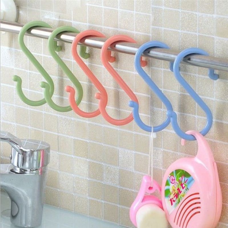 Set 10 móc treo đồ gắn trên cửa tủ ngăn kéo hẹp kép hình chữ S siêu tiện dụng