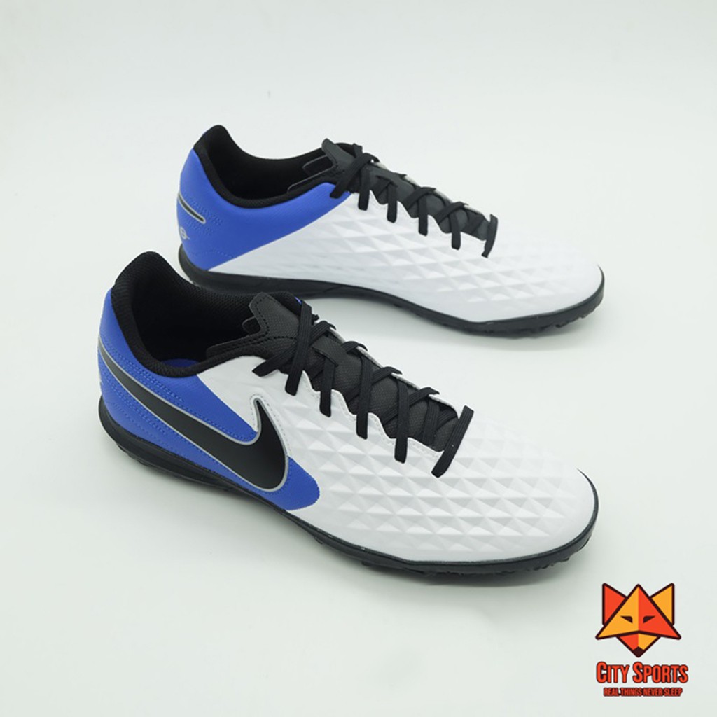 Giày đá bóng sân cỏ nhân tạo Nike Tiempo Legend 8 Club TF – White/Black/Blue AT6109 104