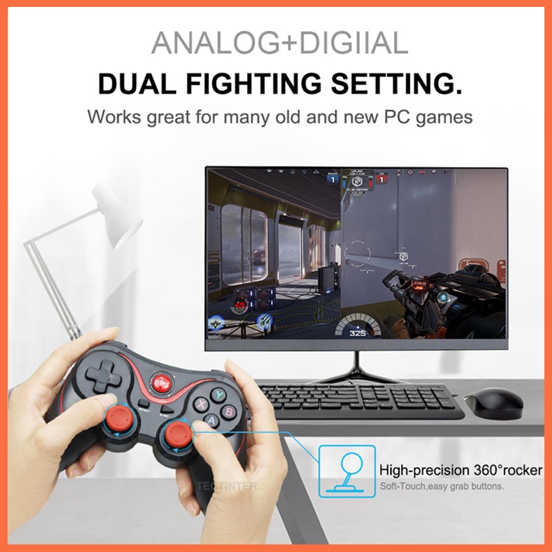 Tay Cầm Chơi Game Bluetooth Không Dây Terios T3 X3 Bt3.0 Cho Điện Thoại / Máy Tính Bảng / Tv Box Giá Đỡ