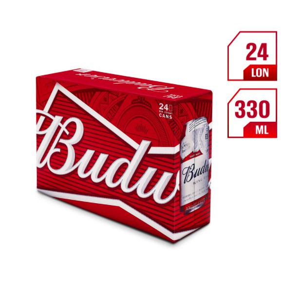 Thùng 24 Lon Bia Budweiser Chính Hãng (330ml/ lon) - Date tháng 11/2021