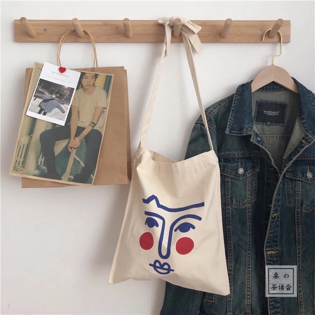 TÚI TOTE VẢI MẶT NGƯỜI MÁ ĐỎ LẠ HOT GIRL STYLE MỚI🥇