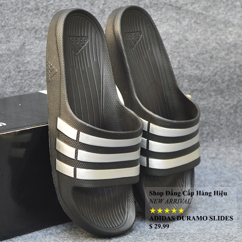 Dép Adidas Duramo Authentic màu đen sọc bạc