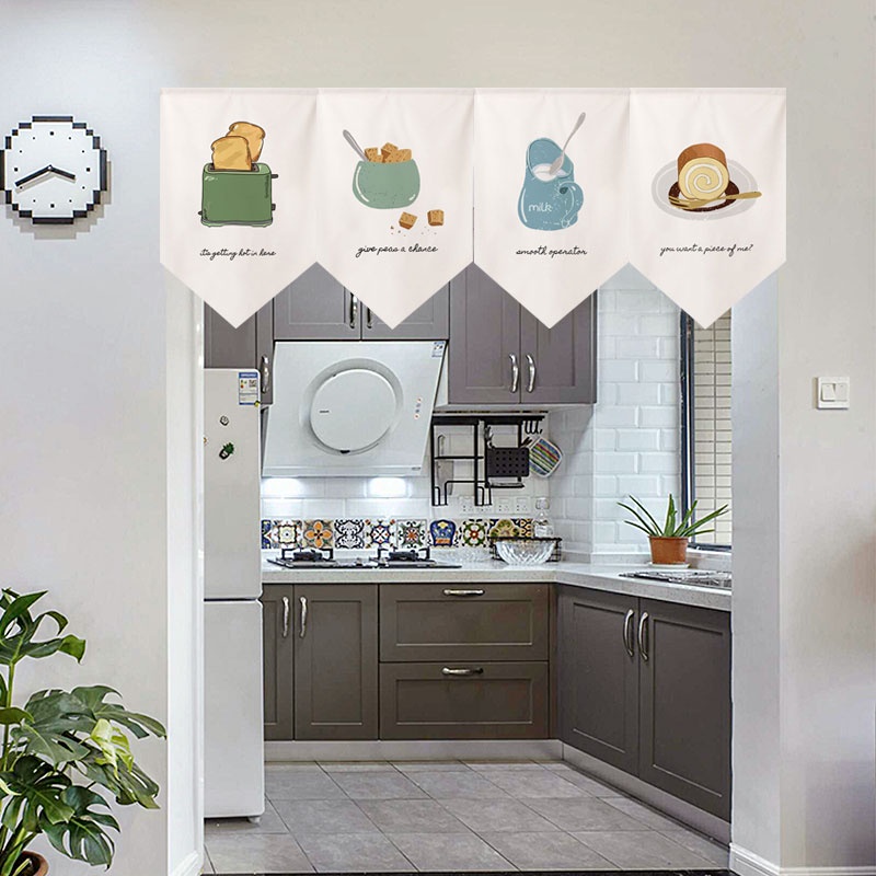 Rèm Cửa Ngắn Hình Tam Giác Trang Trí Nhà Bếp Phong Cách Bắc Âu