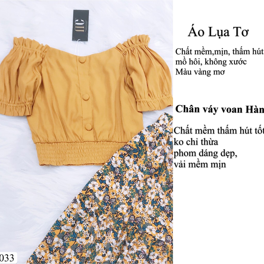 Áo vàng dáng croptop chân váy xòe S033 - MC phân phối chính thức
