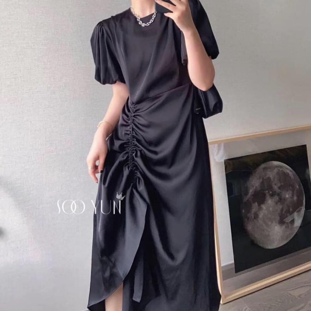 Đầm lụa dúm sườn m71