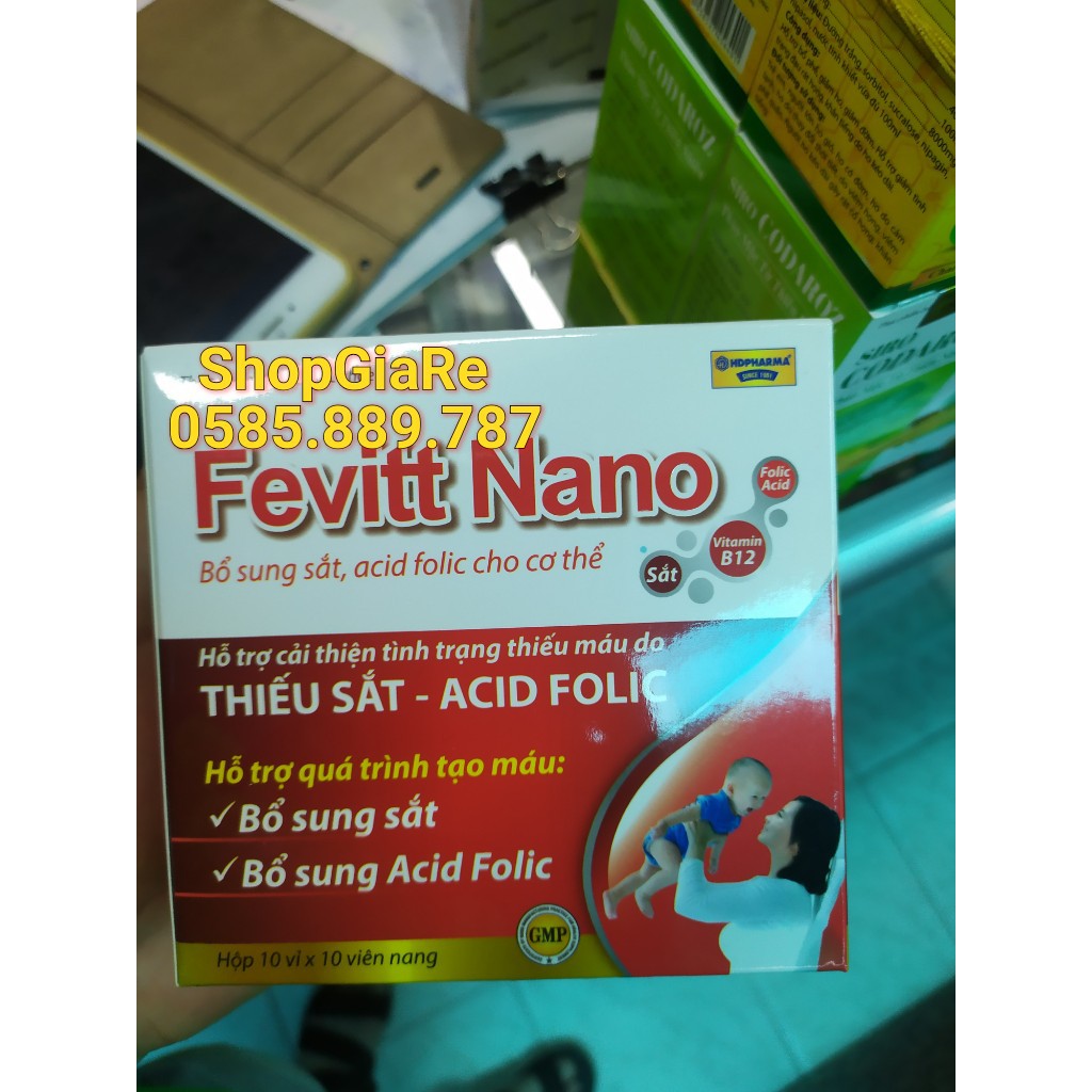 Fevitt Nano bổ sung sắt và acid folic, giảm thiếu máu do thiếu sắt, hỗ trợ quá trình tạo máu, quá trình tạo hồng cầu