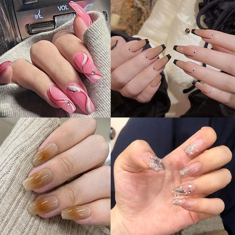 MIHAN1 Hộp 24 Móng Tay Giả Trang Trí Nghệ Thuật