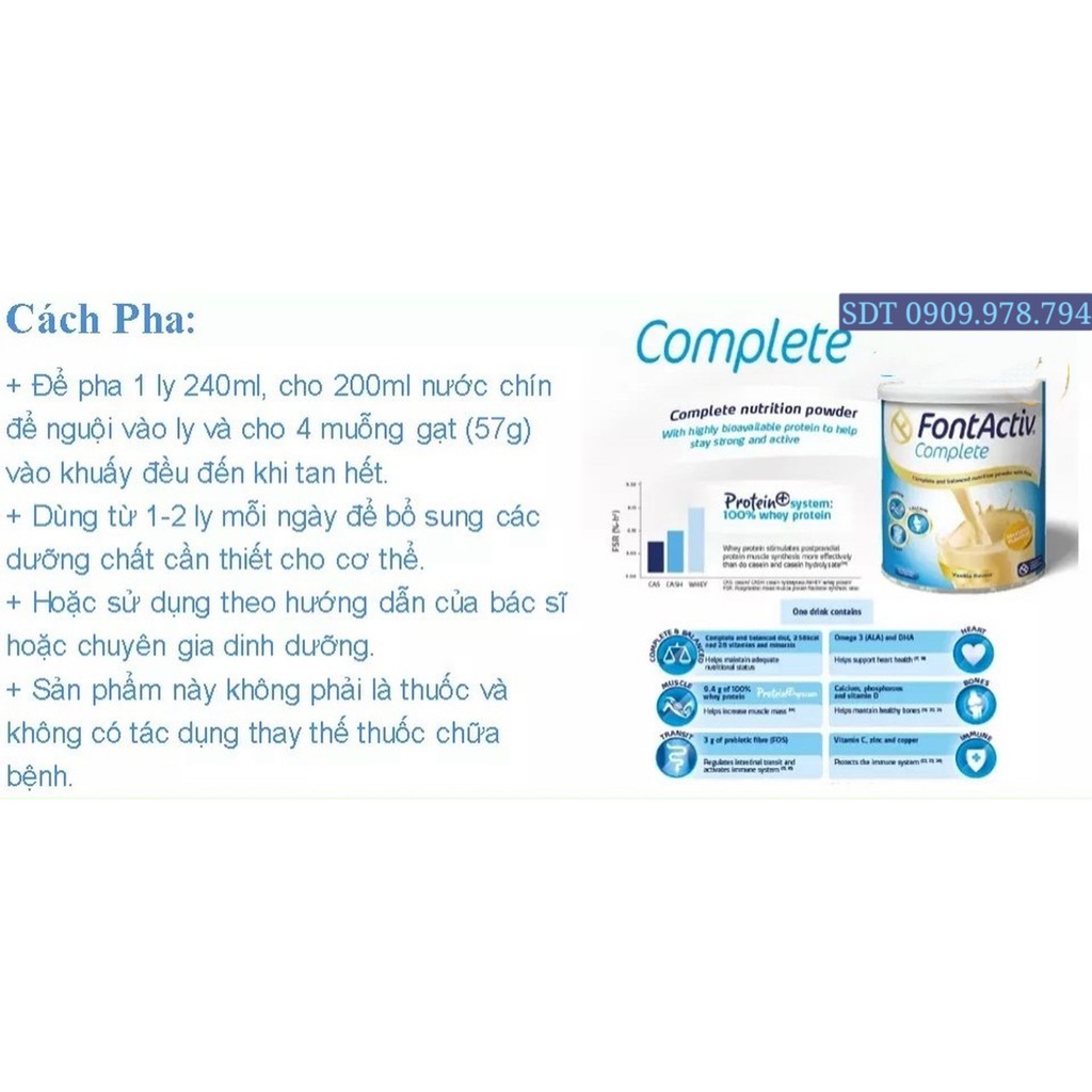 [Chính hãng] Sữa Fontactiv ®Complete 800g Nhập Khẩu Tây Ban Nha cho người,mới ốm dậy, muốn tăng cân,người chế  độ ăn kém