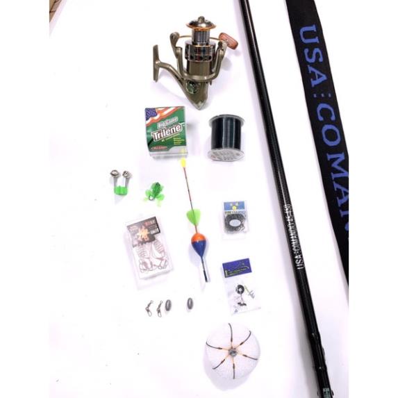 Bộ cần câu lục cần usa dài 4m5 + máy câu 7000 + phụ kiện 14 món y hình cần siêu khoẻ tải cá 20kg combo y hình