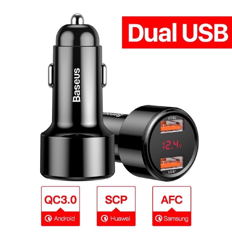 ✅TẨU SẠC XE HƠI BASEUS 45W MAX 6A UPGRADED 2 Cổng USB (Dual USB Quick charging car charge -HÀNG CHÍNH HÃNG