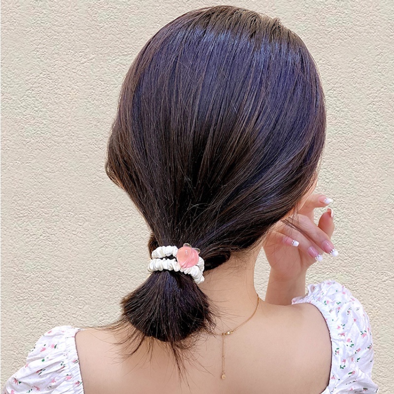 Dây Buộc Tóc Nylon Co Giãn Mềm Mại Màu Hồng Đào Ngọt Ngào