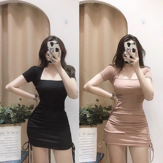 Đầm nữ ❄ FREESHIP ❄ Váy body cổ vuông rút dây thời trang XIXO - DAM0045