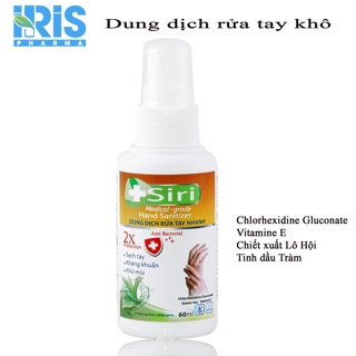 Dung dịch rủa tay khô siri 60ml xịt phun sương