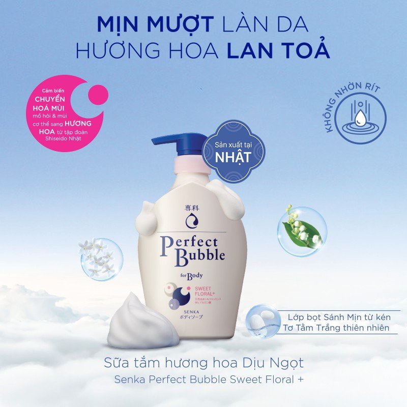 Sữa Tắm Dưỡng Ẩm Senka Perfect Bubble For Body Floral 500ml | BigBuy360 - bigbuy360.vn