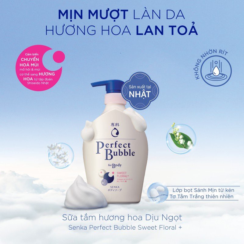 Sữa Tắm Dưỡng Ẩm Senka Perfect Bubble For Body Floral 500ml