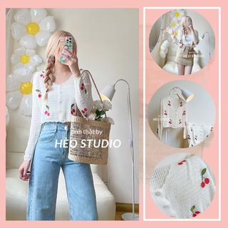 Áo Len Đan Lưới Cherry Hèo Studio