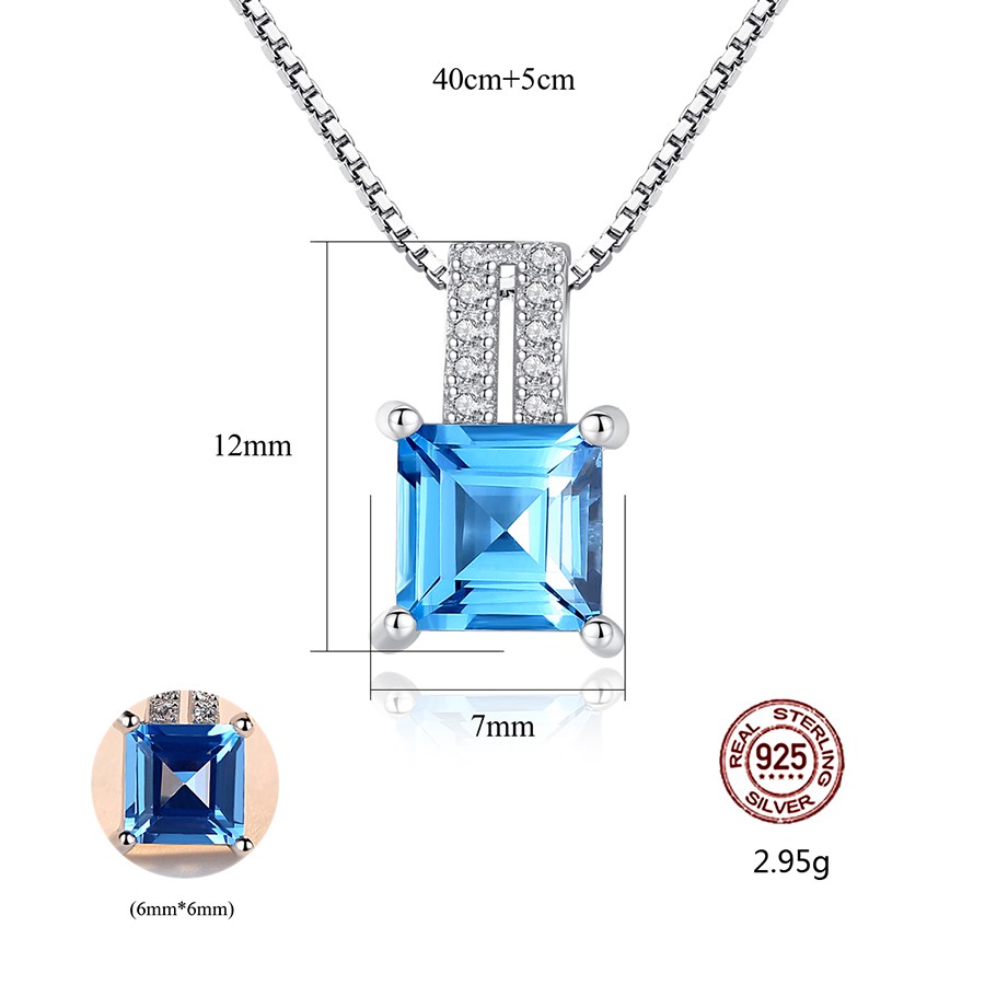 Dây Chuyền Bạc Nữ Cao Cấp Đính Đá Màu Xanh Dương Dành Cho Nữ DB2410 - Bảo Ngọc Jewelry