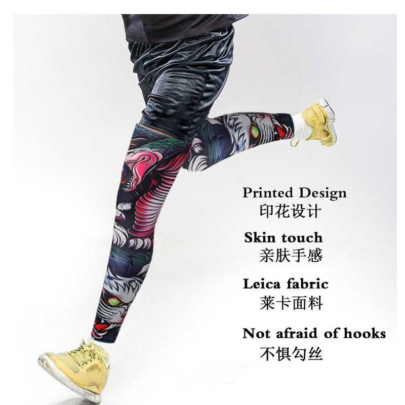 Vớ tất chân chống nắng dài in hình Xăm hình 3D để đá bóng bóng rổ đạp xe chạy bộ thể thao - 0VII8