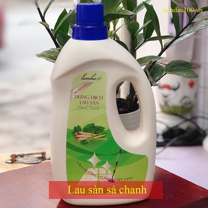 Nước lau sàn sả chanh Lam Hà diệt khuẩn, đuổi muỗi, côn trùng tự nhiên, hương thơm thư giãn 1 lít Tinh Dầu 100 Shop