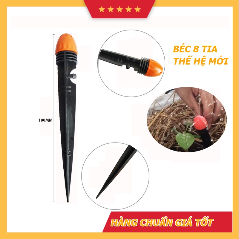 Béc tưới nhỏ giọt 8 tia tưới gốc chậu cây cảnh dưa lưới hoa hồng rau điều chỉnh được lưu lượng đầu thoi mẫu mới - MHL