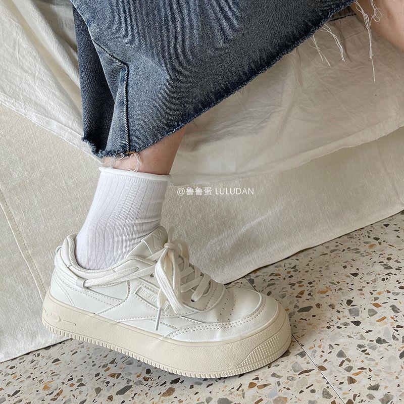 Giày Thể Thao Bằng Da Màu Trắng Thời Trang Cho Nữ