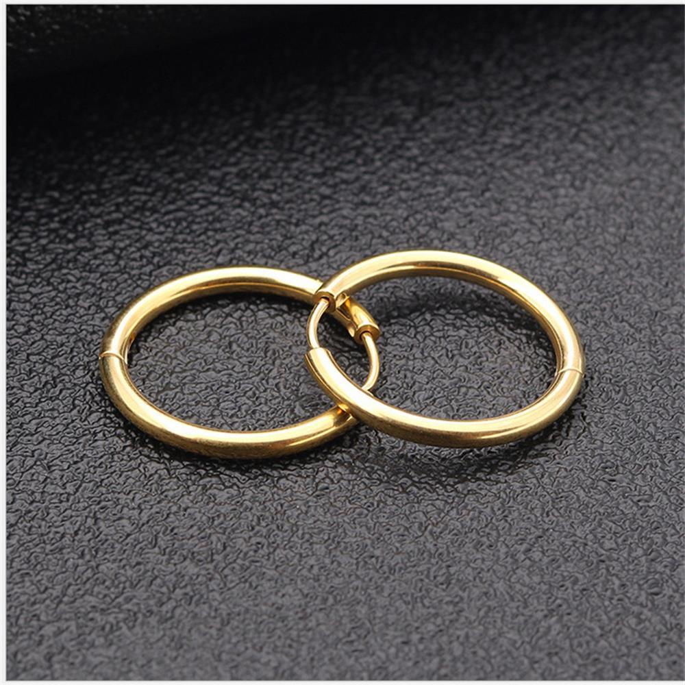 1 Đôi Khuyên Tai Tròn Bằng Thép Không Gỉ Thời Trang