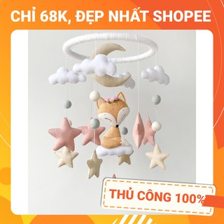 [CÓ NHẠC XOAY + FREE THÊU TÊN BÉ] Kit Đồ chơi treo nôi kích thích thị giác CÁO VÀNG 2 tự xoay phát nhạc 35 bài