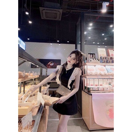 (Sale FreeShip) Đầm tiểu thư from A,đầm nữ tay cánh tiên phối cực xinh,hàng chuẩn from diện đi đâu cũng chanh sả