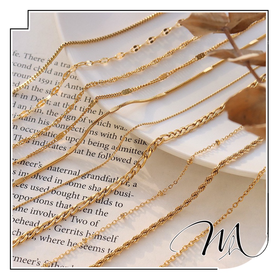 Dây chuyền nam nữ unisex inox mạ vàng dây trơn không mặt - Măng's House DC183 vàng