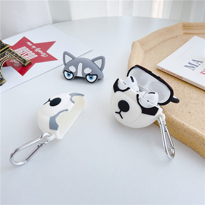 Vỏ bảo vệ hộp sạc tai nghe Airpods 1 / 2 / 3 thiết kế hình chú cún Husky vui nhộn