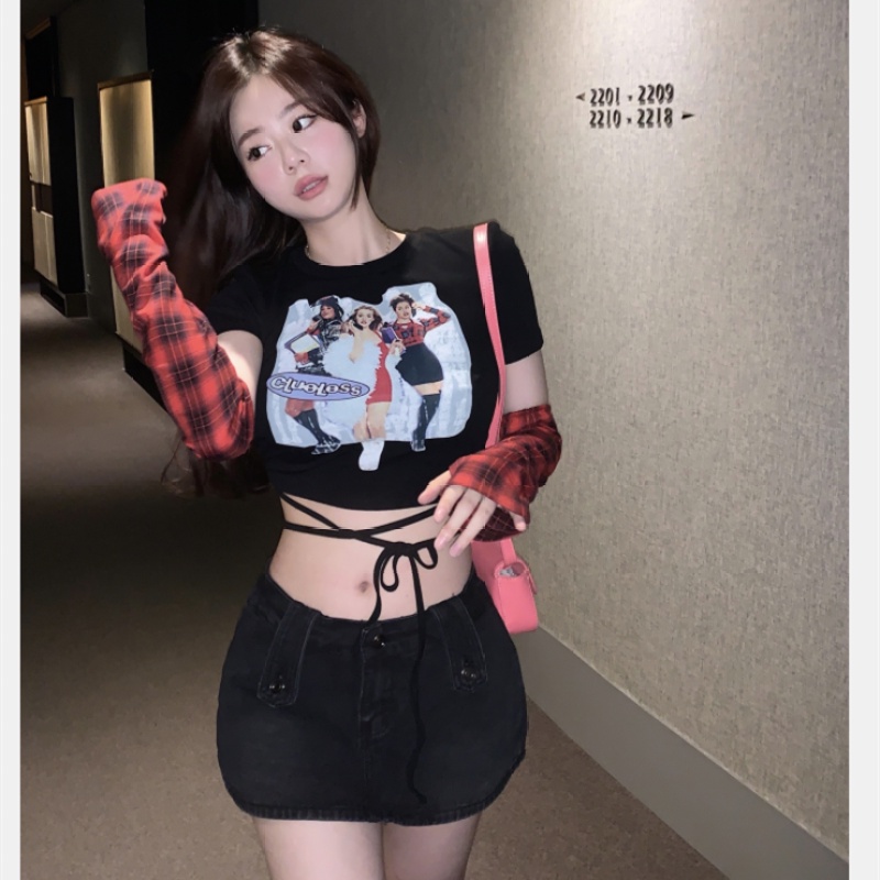 Áo Thun Croptop Thiết Kế Cột Dây Eo Cao Thời Trang Quyến Rũ Cho Nữ