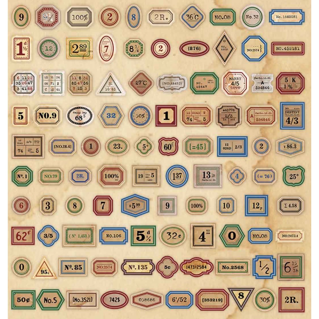 Set 100 Sticker Nhãn Dán, Tem Thư Vintage Trang Trí Bullet Journal Nhà Cam