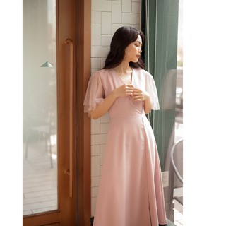 ĐẦM CỔ V ĐẮP CHÉO PHỐI SHEER - D1116