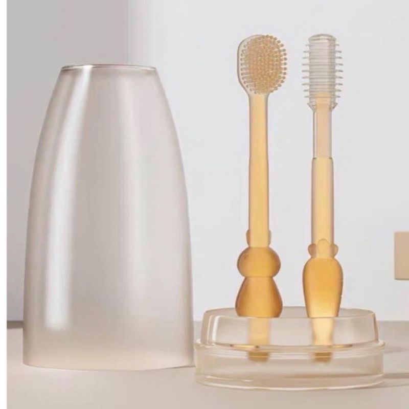 Set rơ lưỡi,bàn chải silicon Kichi, vệ sinh răng miệng cho bé, chất liệu an toàn tuyệt đối cho bé - Soleil care