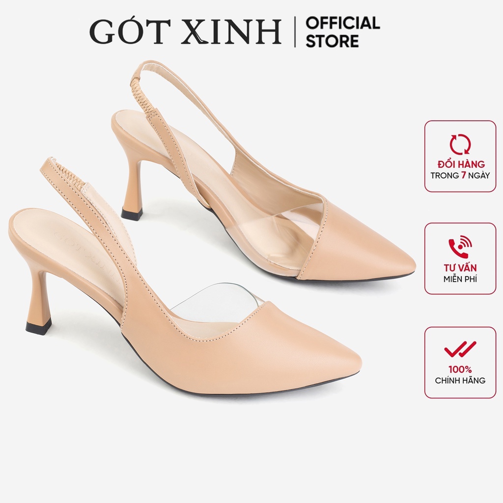 Giày cao gót nữ GÓT XINH G7 da mềm cao 7cm gót nhọn